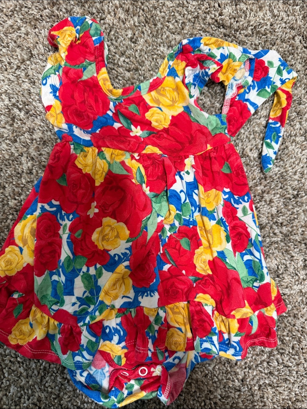 Girls Floral Red & Yellow Sleeveless Sundress posh peanut